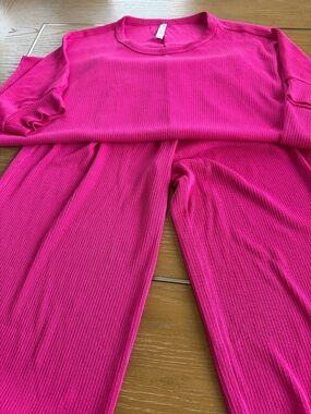 Ribbed Fuchsia Jumpsuit - Women's Comfortable Romper